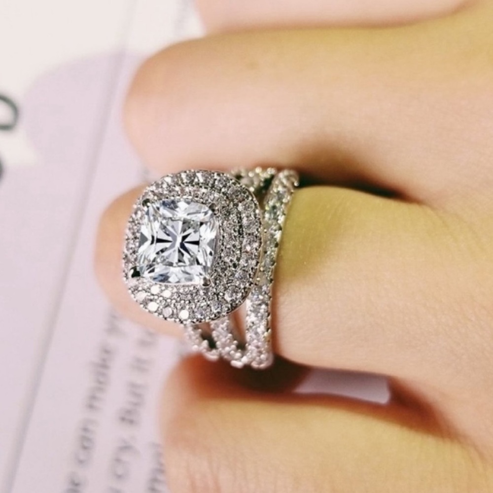 NEW ENGAGEMENT 925 STERLING SILVER DIAMOND RING, BEAUTIFUL RING, SHINY RING - Picture 5 of 7